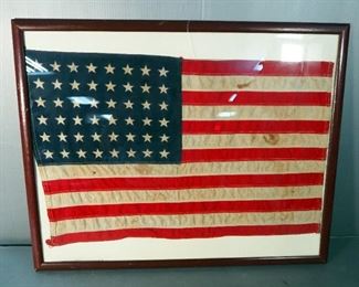 Antique Framed 48 Star American Flag, Flag Measures 28" x 17"