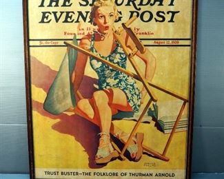 Saturday Evening Post "Trust Buster- Folklore Of Thurman Arnold" Framed Poster, Printed August 12th 1939, 27.5" x 22.5"
