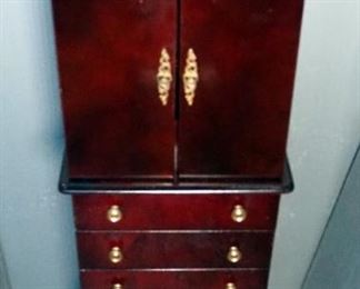 Laminate 6 Drawer Jewelry Armoire With Sliding Mirror, 50" x 16" x 13"