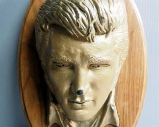 Wall Mounted Elvis Bust, 17", Has Black Mark On Nose