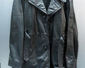 Vintage Bermans Leather Jacket, Size 50L, & Startown Leather Overcoat With Removable Fleece Lining, Size 44