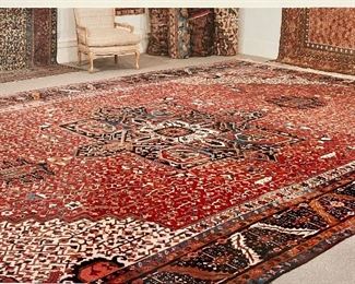 Antique Serapi-Heriz rug. C. 1910. 13' 6" w x 21' 6" h. Azerbaijan district, Northwest Persia.