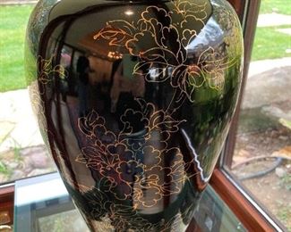 Large Decorative Asian Style Modern Vase. 15 3/4" h.