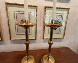 Pair English solid brass candlesticks. Purchased from John Doughty Antiques in San Francisco.