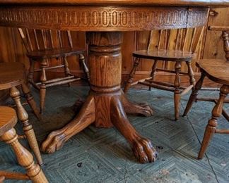 Oak Pedestal Table and Chairs