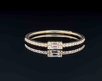Diamond Pave Double Heart Two-Tone Ring in 14k Yellow & White Gold Sleek & Contemporary; $1,800 Retail
