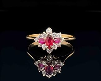 0.97ctw. Diamond & Ruby Ring in 14k Yellow Gold; $3,475 Retail