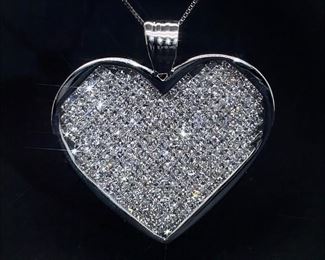 7.00 Carat Diamond Heart Pendant VS-GH Diamonds Invisible Set in 14k White Gold. Retail $16,000

