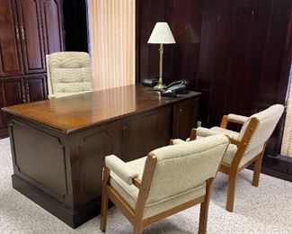 (2) Executive Desk ($200), two side chairs $25 each. Exec chair is SOLD.