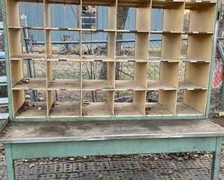 Vintage Metal Post Office Postal Sorting Table, Cabinet with Cubbies. Real Good Condition!