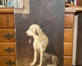 large old oil on canvas faithful friend