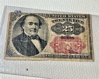 Rare 1874 united States Fractional Currency "25 Cent Bank Note"