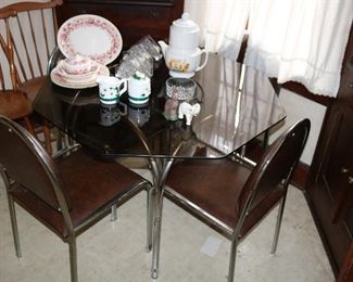 Chrome & Glass Dinette Table and 4 Chairs