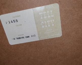 Tell City Table ID Sticker