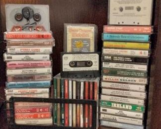 CD Cassette player with tapes and CD collection