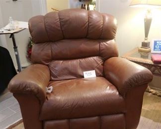 Oversized, comfortable, leather recliner.