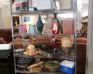 A little bit of everything. Chrome rolling rack.