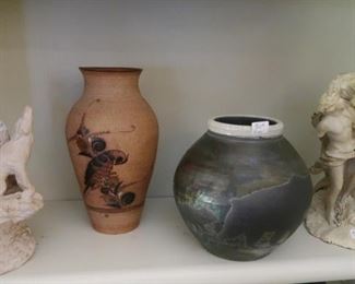 Sculpture and decorative pots.