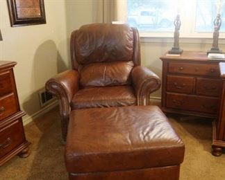 Very nice leather chair and ottoman.
