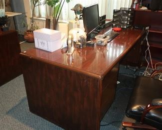 Office furniture, leather desk chairs.