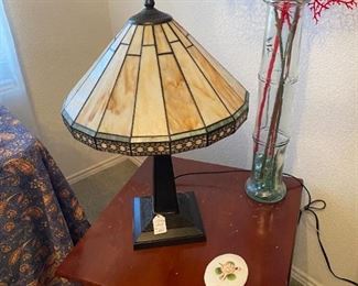 Tall Vase with Floral and Tiffany Lamp SOLD