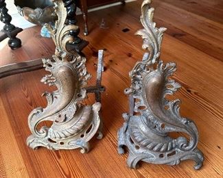 French Louis XV brass andirons