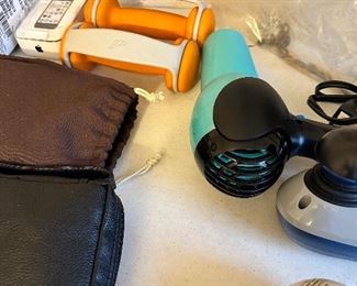 weights, hair dryer