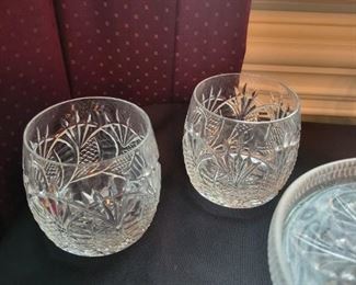 Pair of Waterford crystal Seahorse double old fashioned glasses
