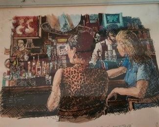 vintage color sketch of Cat's Eye Pub, Fells Point, from 1979