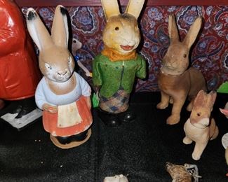 vintage paper mache Christmas & Easter from Germany, also vintage ornaments
