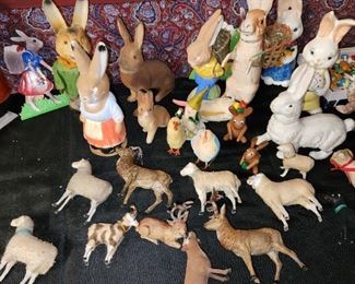 vintage paper mache Christmas & Easter from Germany, also vintage ornaments