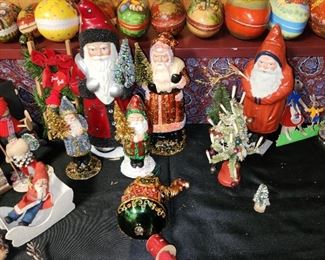 vintage paper mache Christmas & Easter from Germany, also vintage ornaments