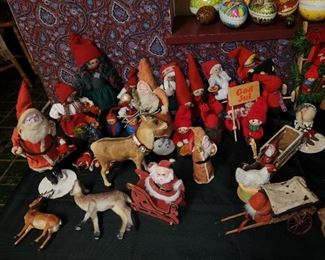 vintage paper mache Christmas & Easter from Germany, also vintage ornaments