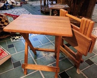 pair of folding tables, shin-height