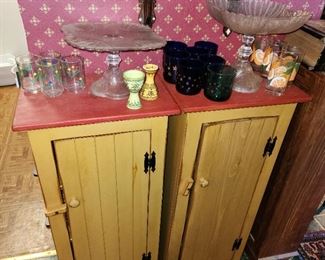 pair painted cabinets