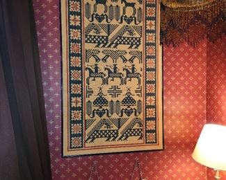 vintage Scandinavian Cross Stitch Folk Art Needlepoint Tapestry Grenfell