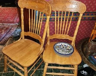 pair antique oak chairs