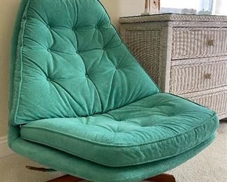 Vintage modern untra-suede swivel chairs, pair