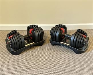 (2pc) BOWFLEX DUMBBELLS  |  Pair of Bowflex SelectTech BD552 Dumbbells on stands, manual included - l. 17 x w. 9 x h. 9 in. (each)
