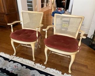 mid century caned armchairs, ivory, 3 available 