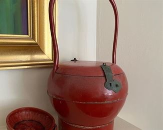 Asian red lacquer ware