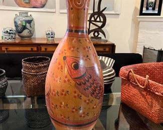 large Mexican folk art vase