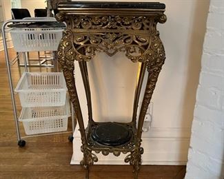 Antique brass and black marble stand