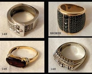 14K Gold Rings and One Bronze Ring