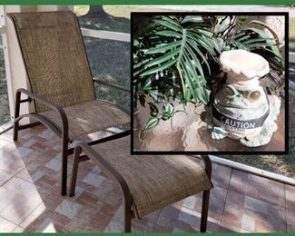 Lanai Chair and Matching Ottoman with Cute Frog