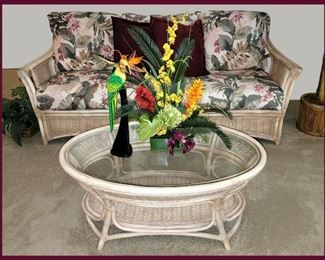 Braxton Culler Rattan  Sofa and Matching Coffee Table; there are 2 End Tables and a Chair that Match this Set Also 