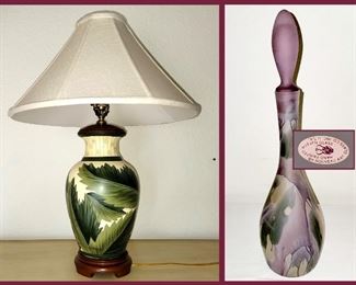 Palm Leaf Lamp and Rueven Decanter with Original Label