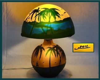 Very Attractive Galle Style Lamp with Palm Trees