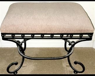 Vanity Stool with Wrought Iron Base 