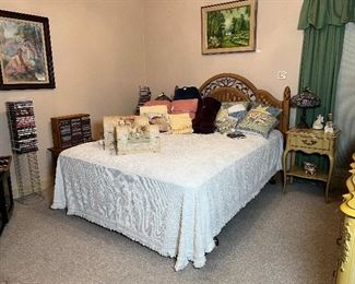 Queen Sized Bed with Wicker Headboard 